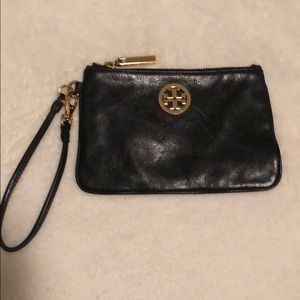 Tory Burch small black wristlet with gold logo